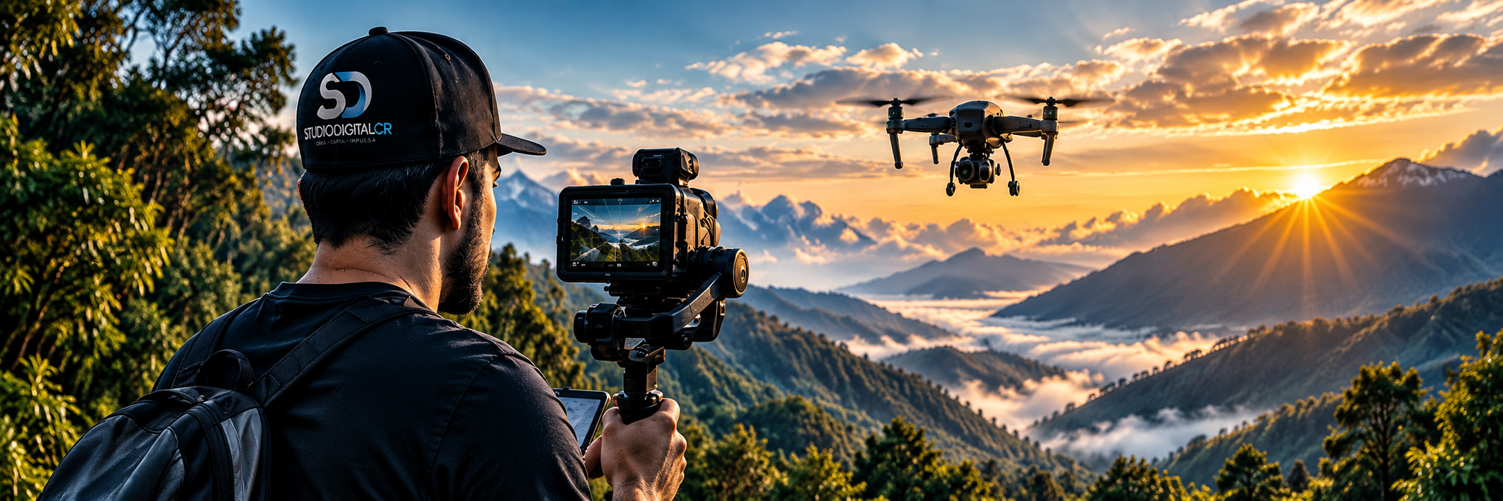 Producción audiovisual StudioDigitalCR con cámara y drone